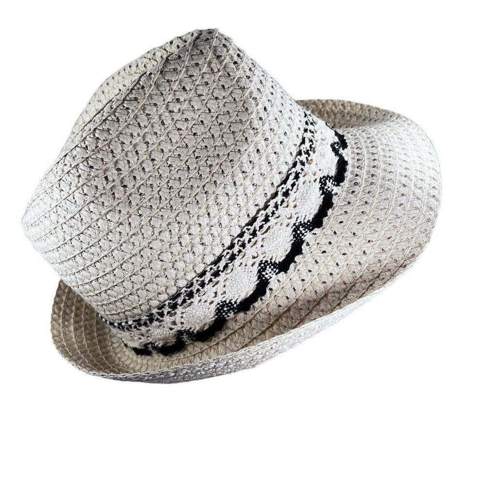 TORRID Tan Woven Hat S/M Crochet Trim Band Natural Sun Fedora Tags - Picture 1 of 7